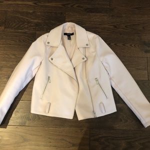 Forever 21 light pink faux leather biker jacket